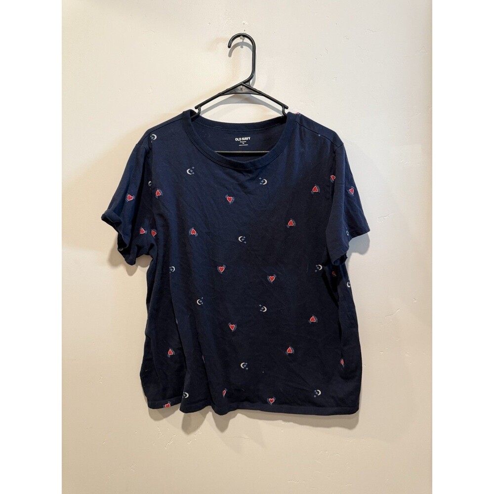 Old Navy Woman Blue Round Neck Short Sleeve Pullover T Shirt Size XL